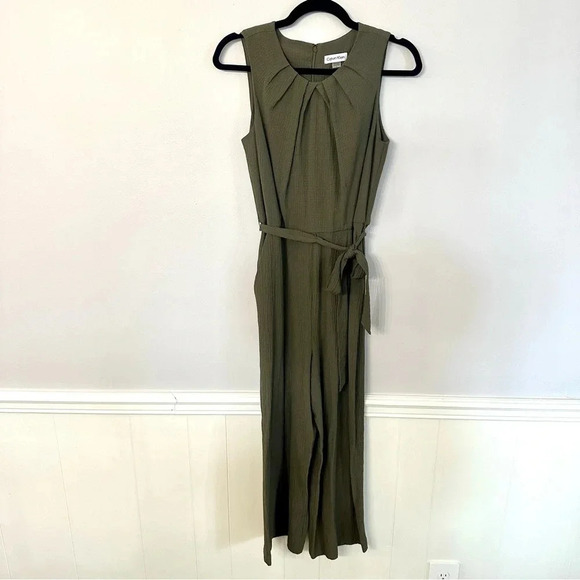 Calvin Klein Green Sleeveless Tie Waist Full Length Romper Size 4 GUC - Picture 2 of 12